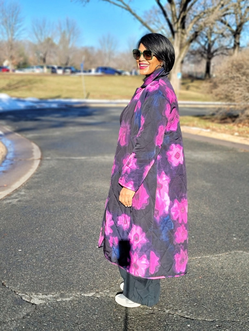 Rachel Comey X Target Pink Floral Quilted Trench Coat on Black